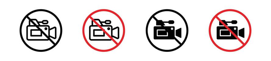No recording of or shoot movie is allowed icon. ban on filming through camera or recorder symbol vector