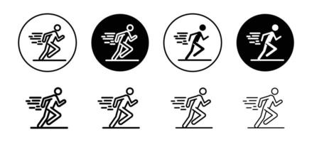 Man fast run icon set collection for web vector