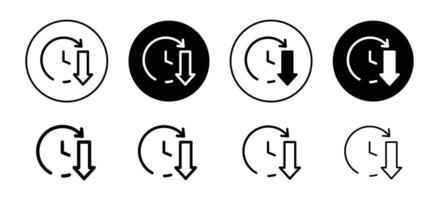 Less time in office work icon. countdown clock watch timer shows decrease in turn around time symbol. vector