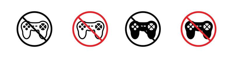 No game play icon. online game forbidden set. stop gaming with joystick controller vector
