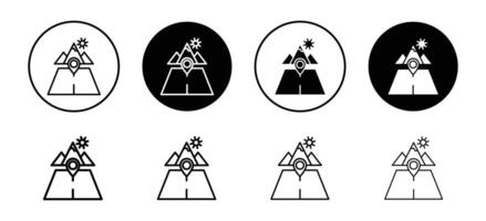 Navigation road trip map icon. highway journey pin pointer on street symbol vector