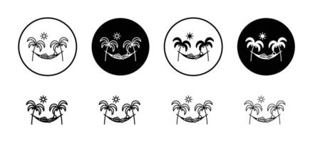 Person in hammock icon set collection for web vector