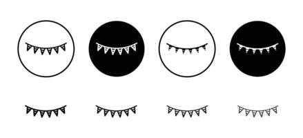 Party flag for birthday or anniversary celebration icon. triangular shape flag decoration confetti symbol vector