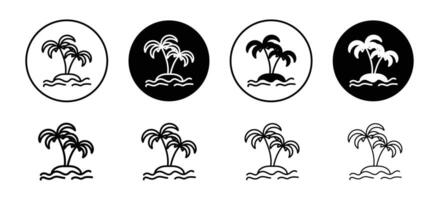 Palms on island icon set collection for web vector