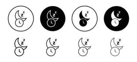 Sleeping time with clock or watch icon. night or bed time show by moon symbol. sleep routine or schedule nighttime vector