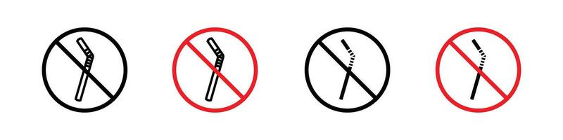 Stop using the plastic straw to drink icon. no plastic or non recyclable straw use allowed symbol vector