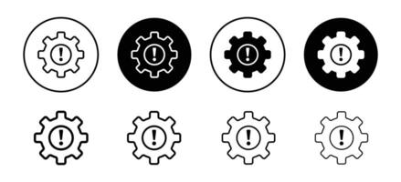 System error or technical fault in factory machinery progress icon. hazardous failure or damage in gear or cogwheel symbol. issue in operation mark vector