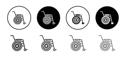 Wheelchair icon representing mobility aid and accessibility, ideal for healthcare, disability services, and inclusive design projects vector