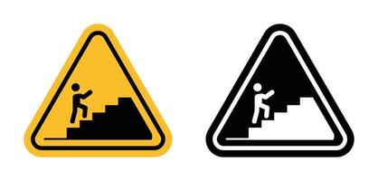 Caution about stairway ahead advising to proceed with caution vector