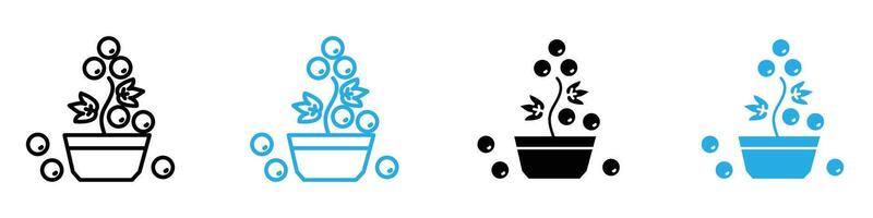 Berry shrubs and vines icon set collection for web vector