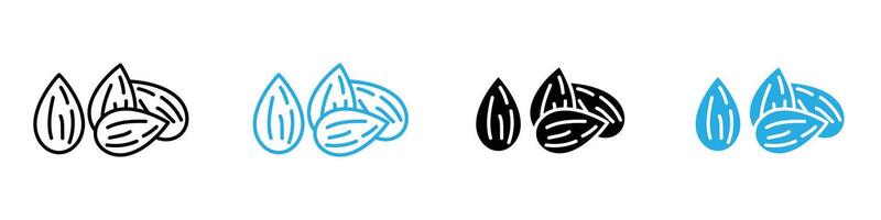 Almond icon set collection for web vector
