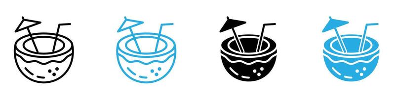 Coconut Drink Icon Highlighting Refreshing and Tropical Beverages vector