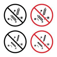 Fireworks ban sign indicating prohibition on setting off fireworks vector