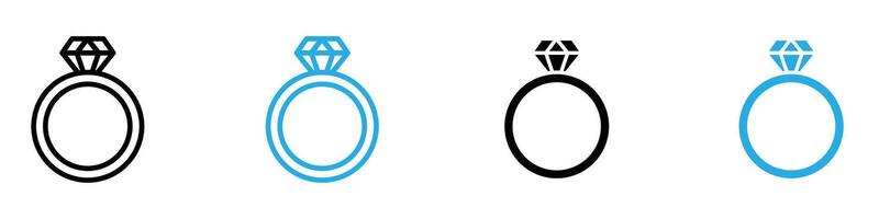 Diamond ring icon set collection for web vector