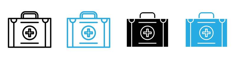 First aid box icon set collection for web vector