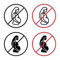 Forbidden Pregnant Icon for Health Warnings, Safety Notices, and Public Awareness Graphics vector