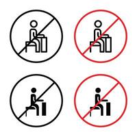 Do Not Sit Sign for Public Spaces, Prohibited Actions, and Safety Warnings Illustrations vector
