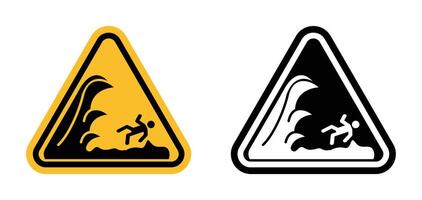 High sea waves warning indicating risk of strong currents and drowning vector