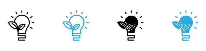 Lightbulb with leaf icon set collection for web vector