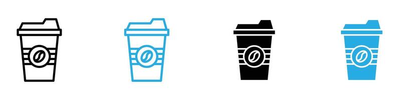 Hot coffee cup icon set collection for web vector