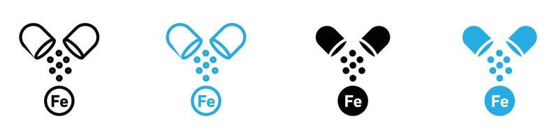 Iron capsule icon set collection for web vector