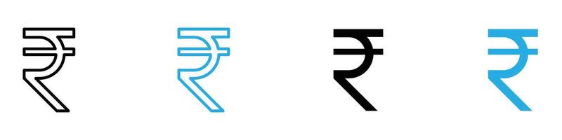 Indian rupee icon set collection for web vector
