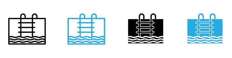 Ladder in swimming pool icon set collection for web vector