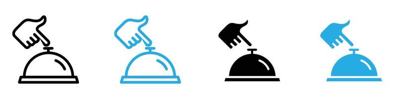 Hand touching service bell icon set collection for web vector