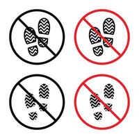 No footprint sign indicating prohibition of walking in certain areas vector