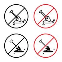 No Digging Sign for Construction Sites, Protected Areas, and Safety Precautions Illustrations vector