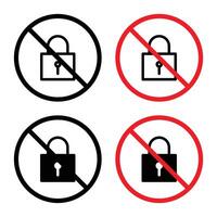 No lock sign indicating restriction on using locks in this area vector