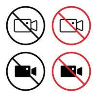 No recording sign indicating prohibition on filming or recording vector