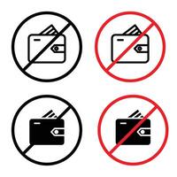 No wallet sign indicating restriction on carrying wallets in this area vector