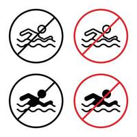 no swimming sign icon set vector