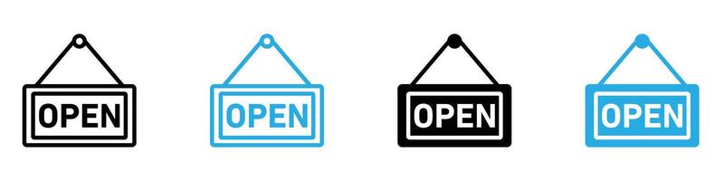 Open sign set collection for web vector