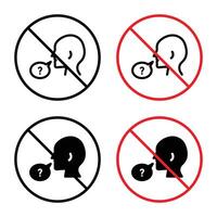 The please do not ask sign requests silence and privacy, featuring a warning symbol, icon, and caution label for quiet areas. vector
