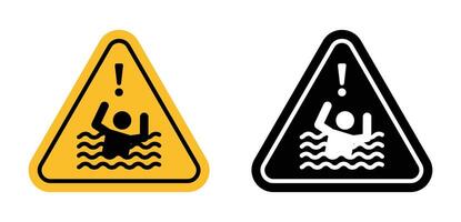 Risk of drowning warning sign vector