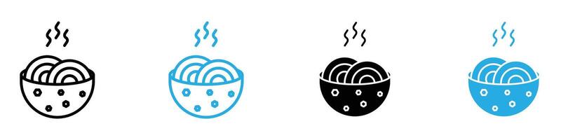 Pasta icon set featuring various pasta shapes, perfect for culinary and food-themed graphics. vector