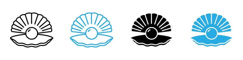 Pearl in the open shell icon vector