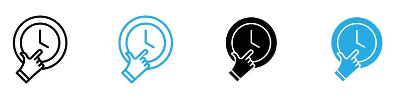 Specify at time icon set featuring time scheduling symbols, ideal for business planning and organizational visuals. vector