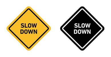 Slow down sign indicating the need to reduce speed for safety vector