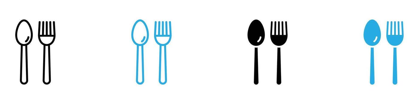 cuchara y tenedor icono conjunto colección para web vector