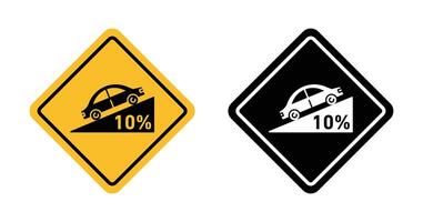 Steep slope ahead sign warning about a steep incline on the road vector