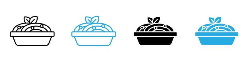 Spaghetti pasta icon set collection for web vector