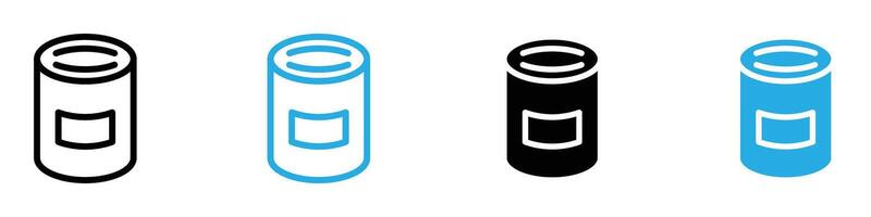 Tin can icon set collection for web vector