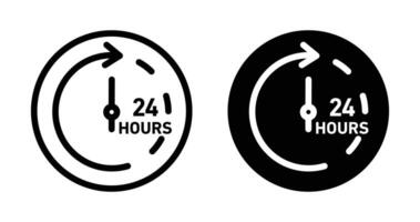24 Hours Icon for Around-the-Clock Service, Availability, and Timekeeping vector