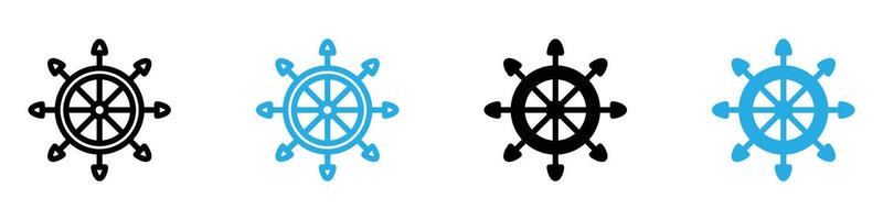 Ship wheel icon set collection for web vector