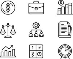 set of business icon line art illustration. idea, contact, target, organization, community, network, technology, businessman vector