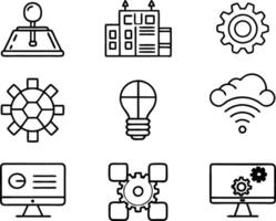 set of technology icon line art style. technology, digital, background, business, network, data, abstract, futuristic, information vector