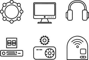 set of technology icon line art style. technology, digital, background, business, network, data, abstract, futuristic, information vector